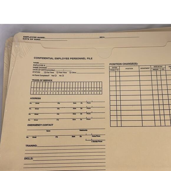 13 Employee Record Folders - ADA Compliant, Preprinted for HR & Payroll Use - Picture 5 of 10